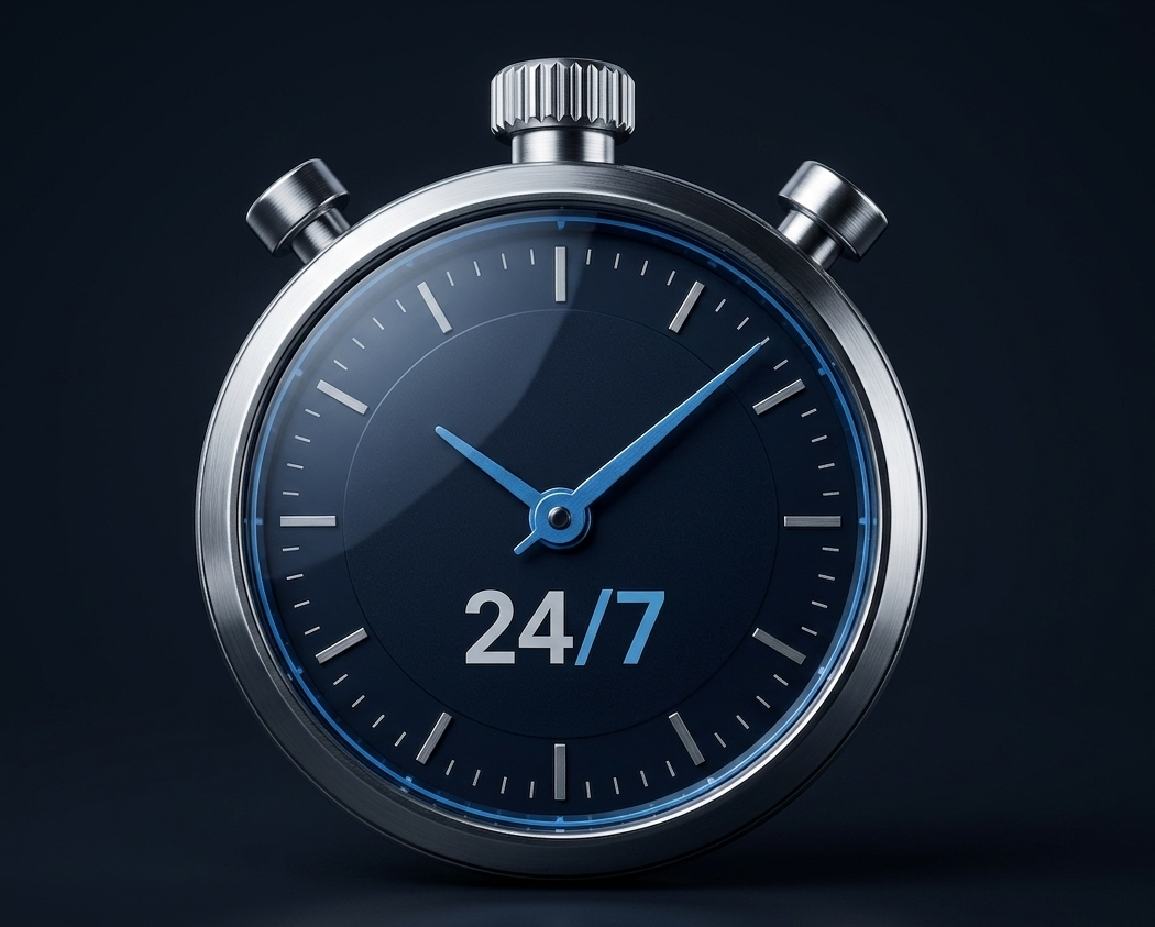 Icono de cronómetro representando servicio 24/7